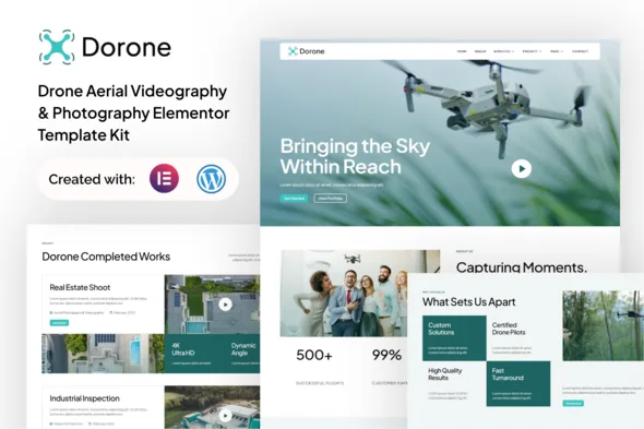 dorone drone aerial videography and photography elementor template kit 1