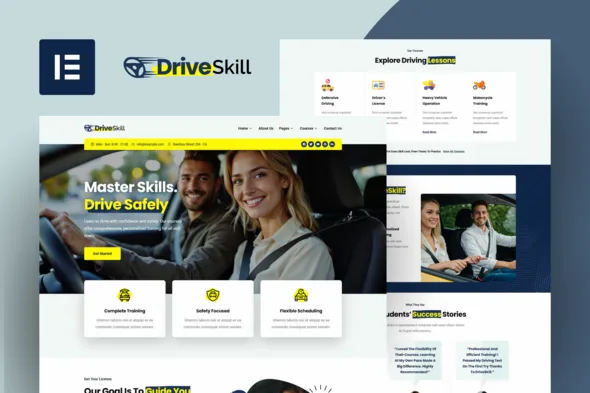 driveskill driving school elementor template kit 1