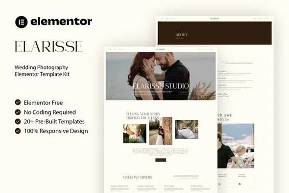 elarisse wedding photography elementor template kit 1