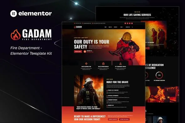 gadam fire department elementor template kit 1