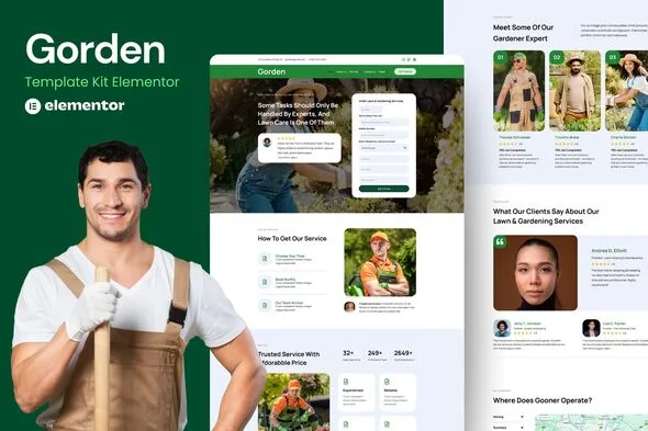 gorden lawn gardening service elementor template kit 1