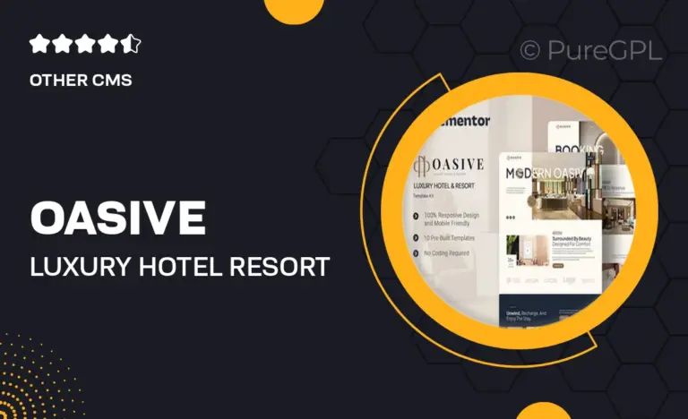 oasive luxury hotel resort elementor template kit