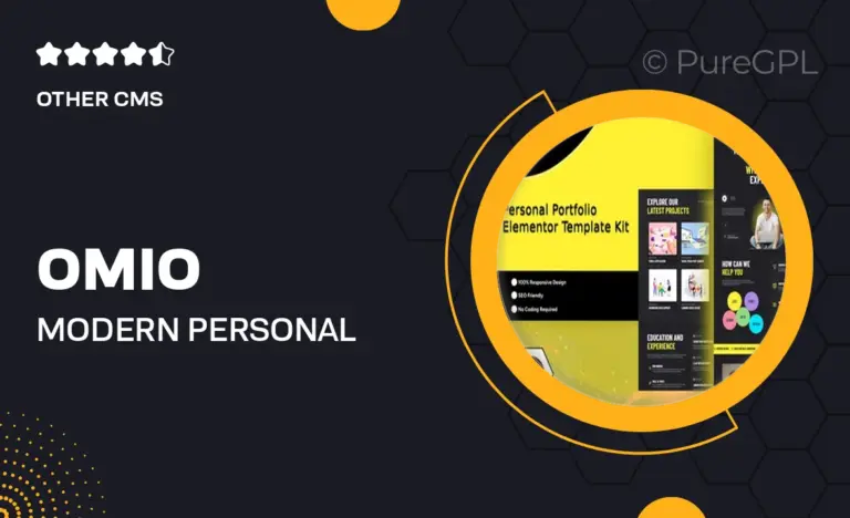 omio modern personal portfolio elementor template kit