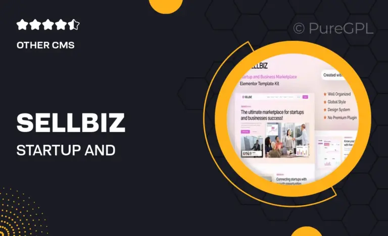 sellbiz startup and business marketplace elementor template kit