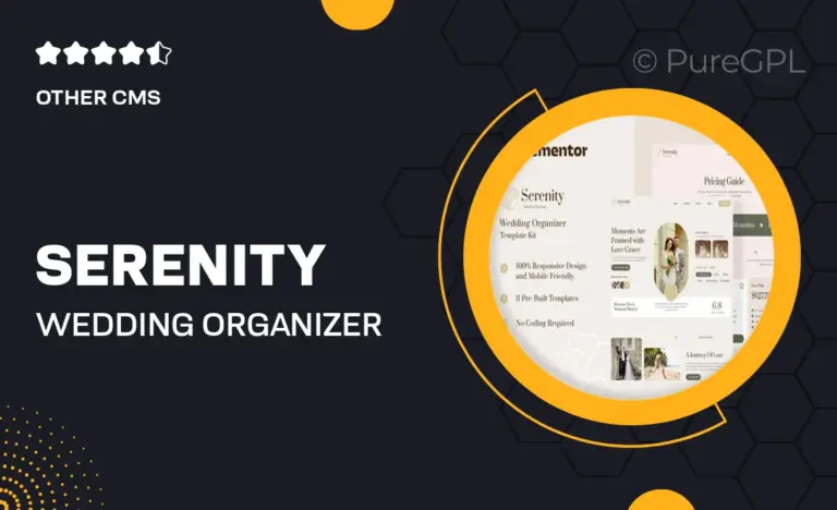 serenity wedding organizer elementor template kit
