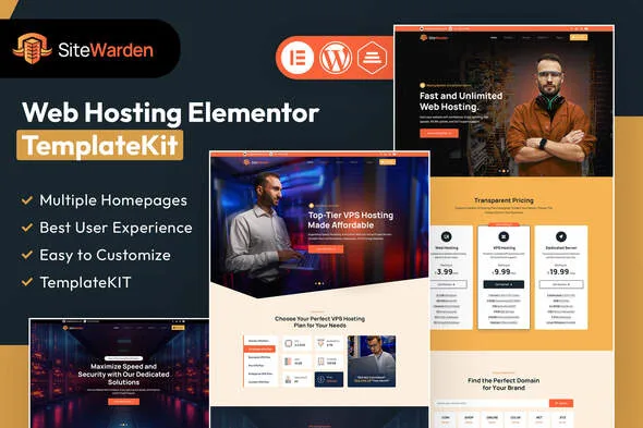 sitewarden web hosting elementor template kit 1