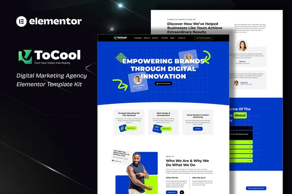 tocool digital marketing agency elementor template kit 1