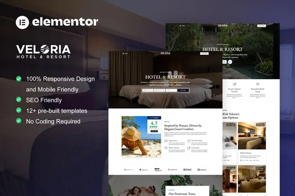 veloria hotel resort elementor pro template kit 1