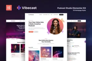 Vibecast – Podcast Studio Elementor Pro Template Kit