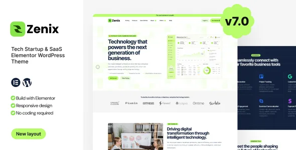 Zenix – Tech Startup & SaaS Elementor WordPress Theme