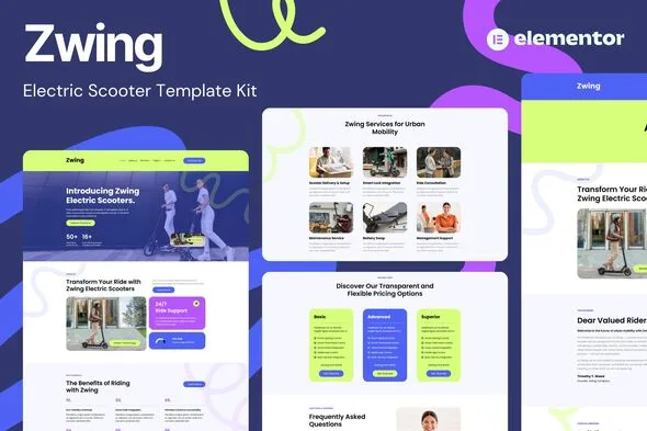 zwing electric scooter website elementor template kits 1