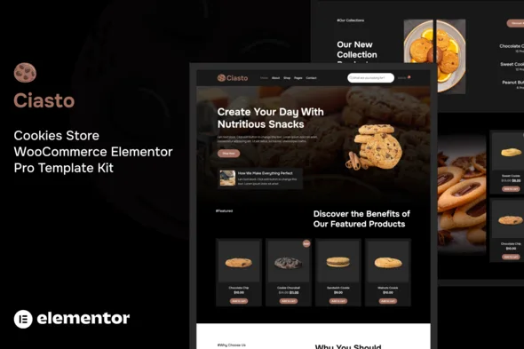 ciasto cookies store woocommerce elementor pro template kit 1