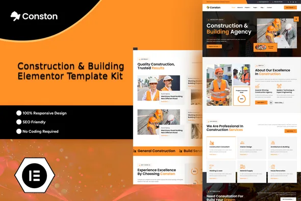 conston construction building elementor template kit 1