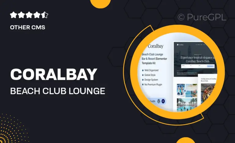 coralbay beach club lounge bar resort elementor template kit