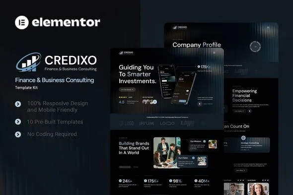 credixo finance business consulting elementor template kit 1