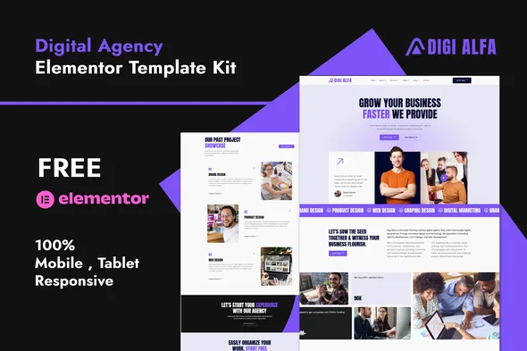 digialfa digital agency elementor template kit 1