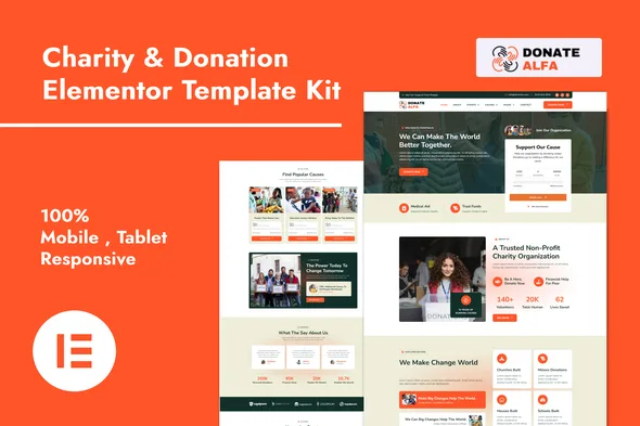 donatealfa charity donation elementor pro template kit 1
