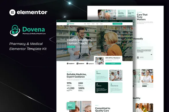 dovena pharmacy medical elementor template kit 1