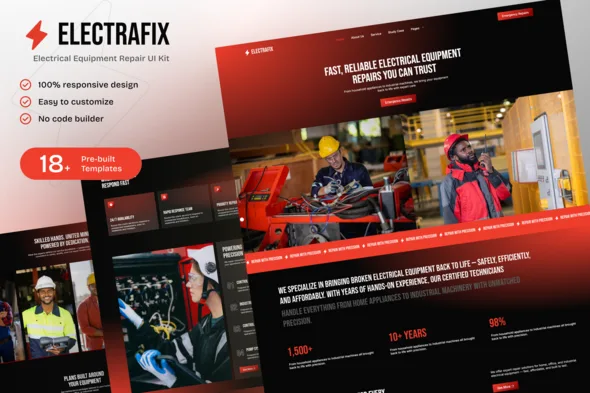 electrafix electrical equipment repair elementor template kit 1