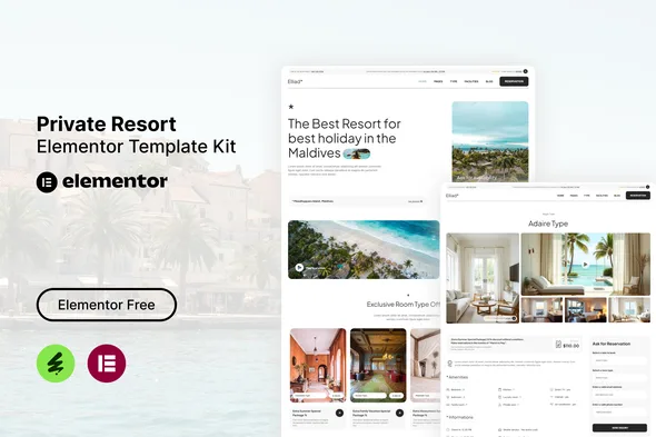 elliad private resort elementor template kit 1