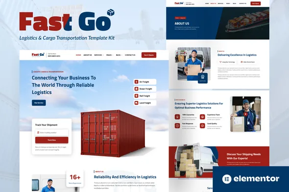 fastgo logistics cargo transportation elementor template kit 1