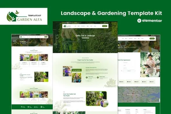 garden alfa landscape gardening elementor template kit 1