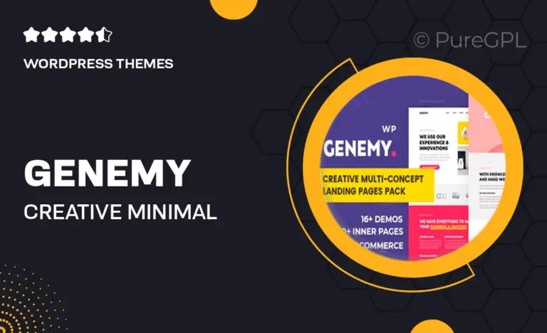 genemy creative minimal landing page builder for digital startup design studio agency in marketing