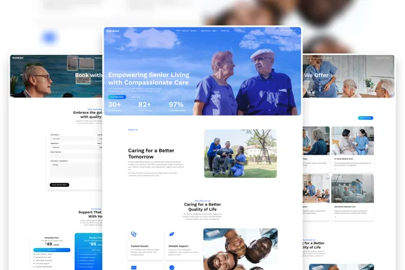 grandcare residential care elementor template kit 1