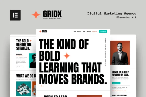 gridx digital marketing agency elementor template kit 1
