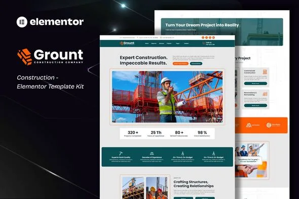 grount construction elementor template kit 1