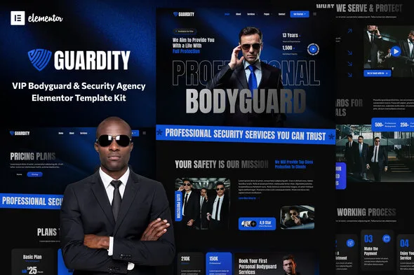 guardity vip bodyguard security agency elementor template kit 1