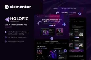 Holopic – Saas AI Generator App Elementor Template Kit
