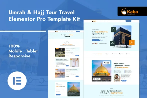 kaba umrah hajj tour travel elementor pro template kit 1