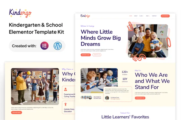 kindergo kindergarten school elementor template kit 1