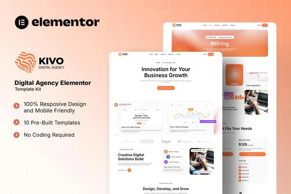kivo digital agency elementor template kit 1