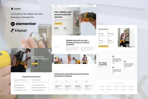 lockfix locksmith key maker service elementor template kit 1