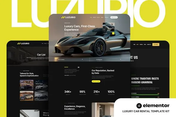 luzurio luxury car rental elementor template kit 1