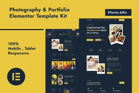 photo alfa photography portfolio elementor pro template kit 1