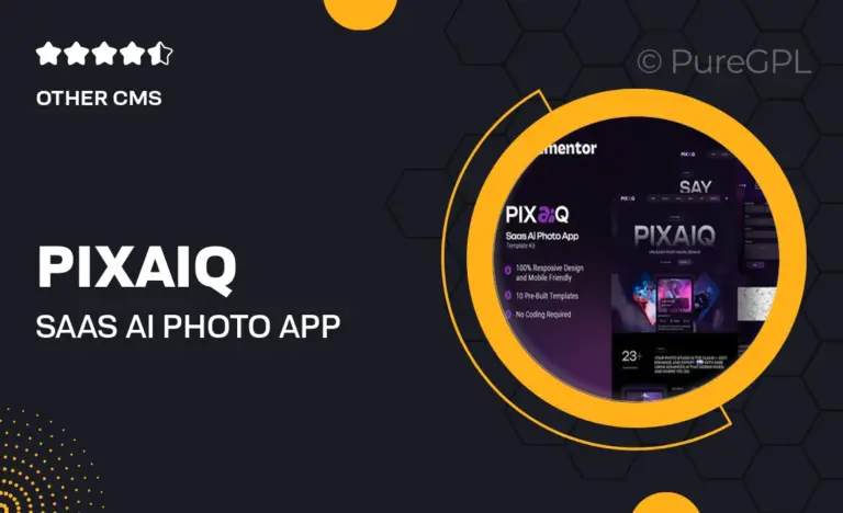 pixaiq saas ai photo app elementor template kit