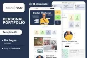 PotentFolio – Digital Marketer Portfolio Elementor Template Kit