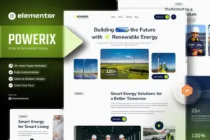 Powerix – Solar & Renewable Energy Elementor Template Kit