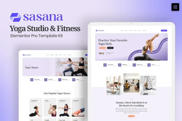 sasana yoga studio fitness elementor pro template kit 1