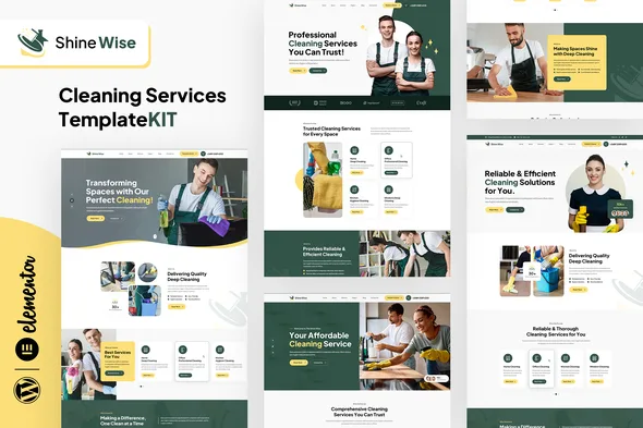 shinewise cleaning services elementor template kit 1
