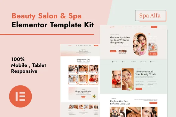spaalfa beauty salon spa elementor pro template kit 1