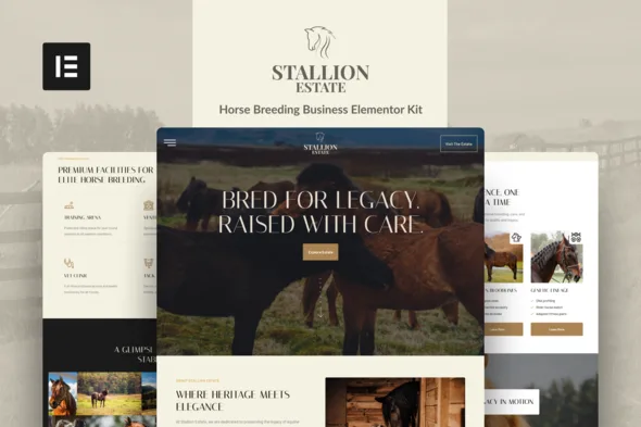 stallionestate horse breeding business elementor pro template kit 1