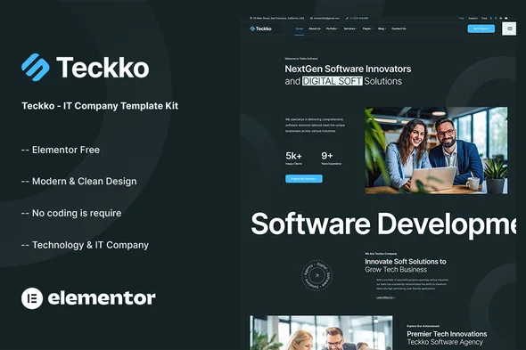 teckko it company elementor template kit 1