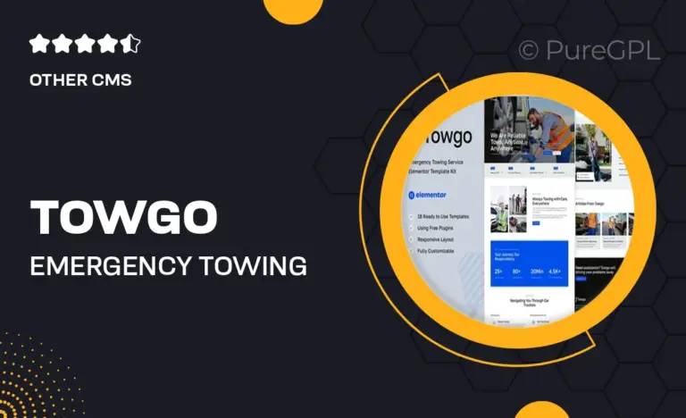 towgo emergency towing service elementor template kit