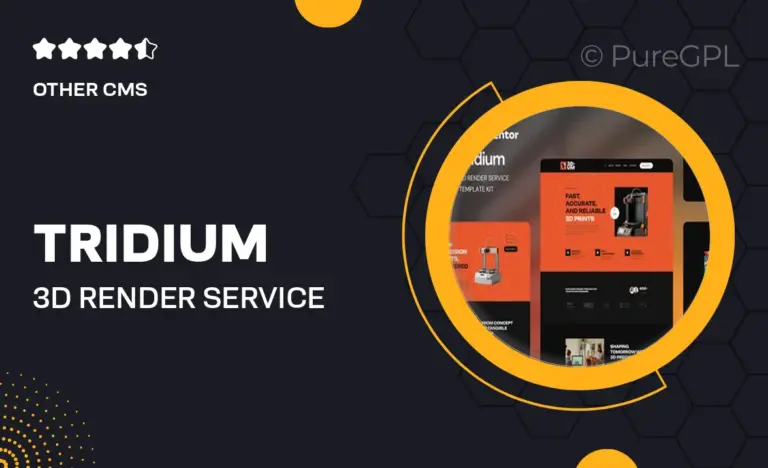 tridium 3d render service elementor template kit