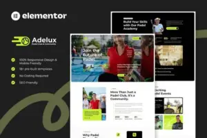 Adelux – Padel Club & Community Elementor Template Kit