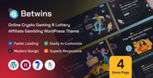 Betwins – Online Crypto Gaming & Lottery Giveaways Affiliate WordPress Theme
